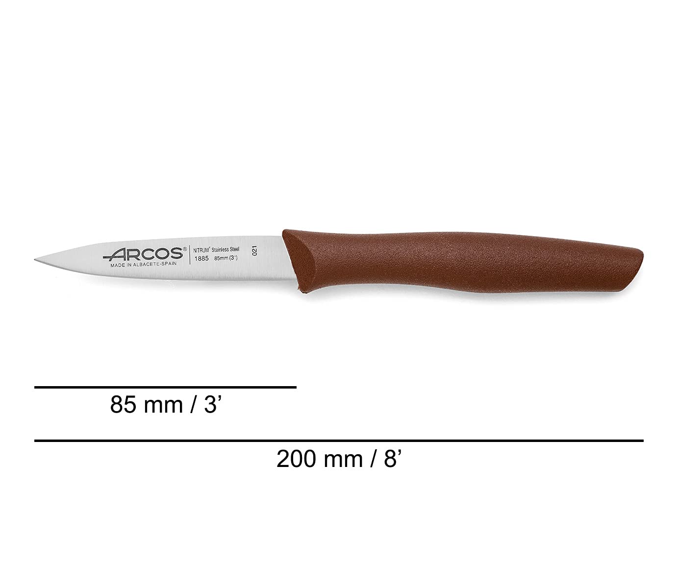 Arcos 188528 Series nova-Peeling Knife-Blade Nitrum Stainless Steel 85 mm (3.35 Inches) -Handle Polypropylene Brown Colour - Image 3