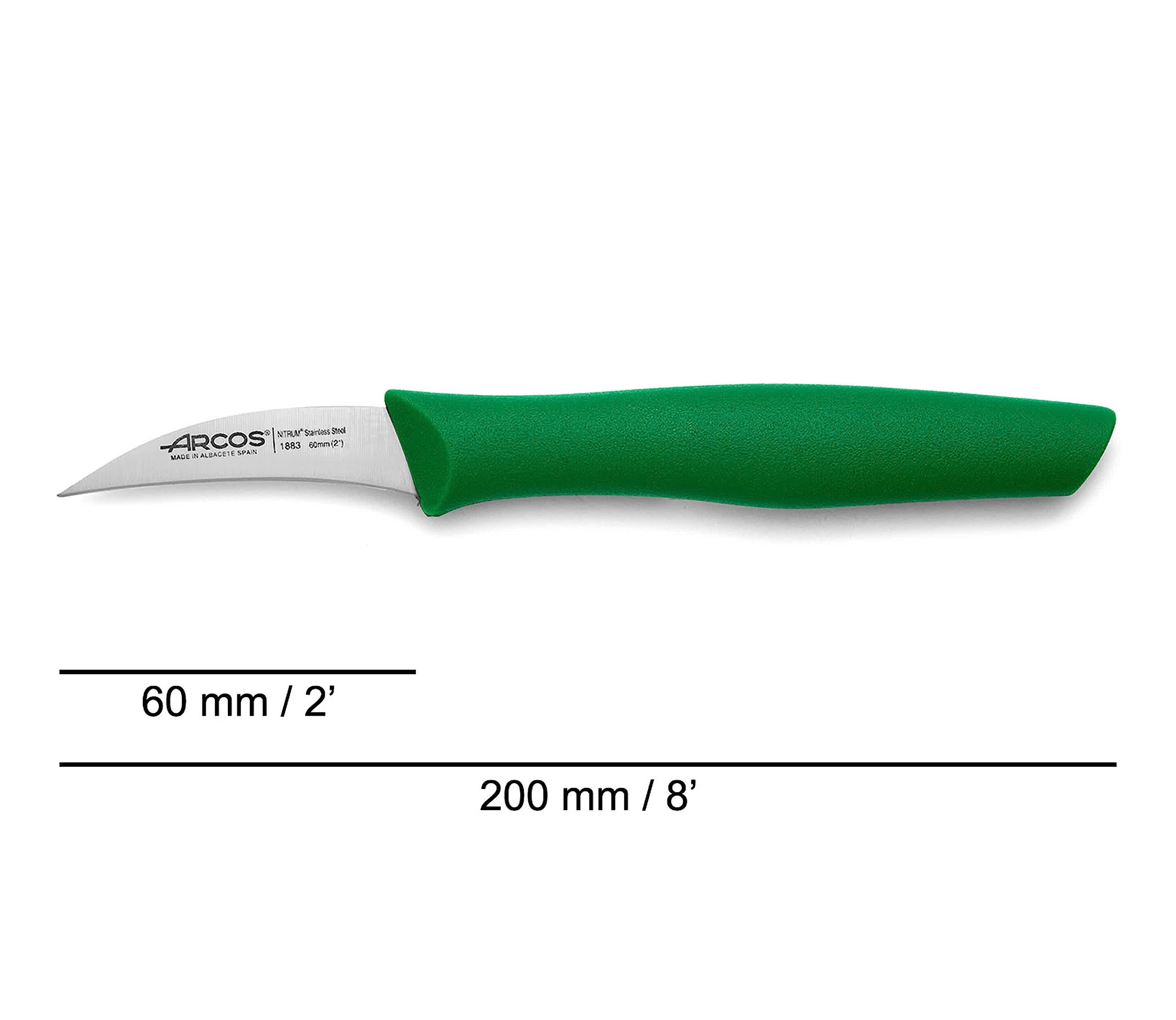 Arcos 2 Pieces Paring Knife Set. 2 Peeling Knives of Stainless Steel and Ergonomic Polypropylene Handle for Cutting Fruits, Vegetables and Tubers. Series Nova. Color Green - Image 4