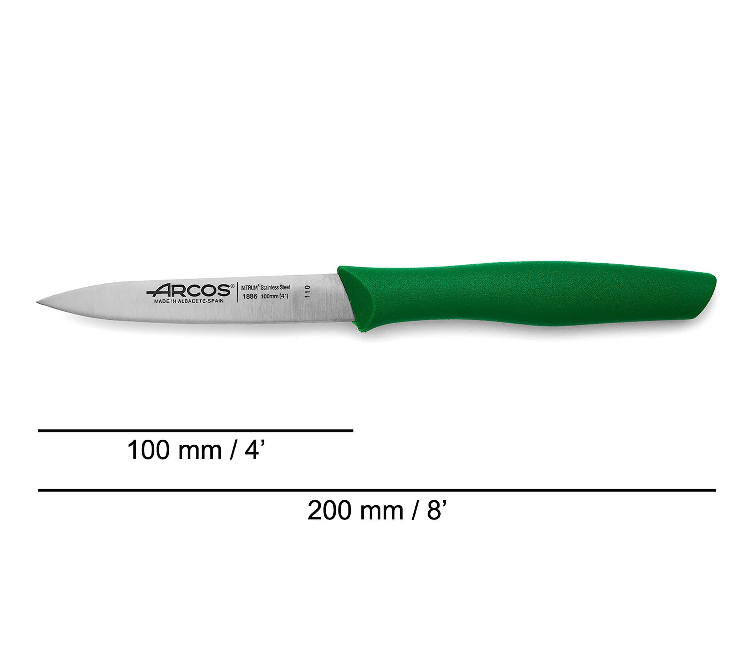 Arcos 2 Pieces Paring Knife Set. 2 Peeling Knives of Stainless Steel and Ergonomic Polypropylene Handle for Cutting Fruits, Vegetables and Tubers. Series Nova. Color Green - Image 5