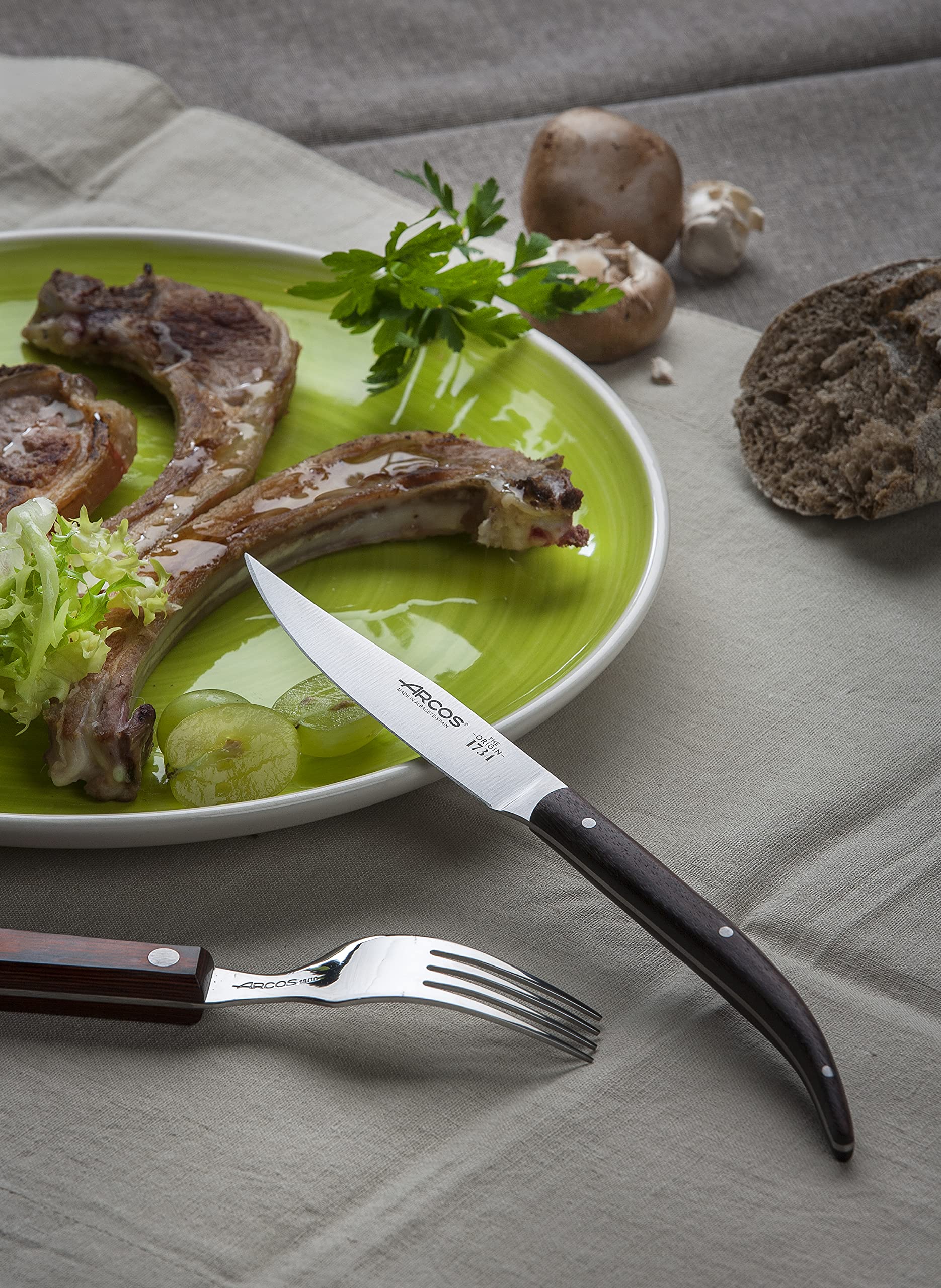 ARCOS 374710-DUN14 Table Knives-Box Steak Fork-Stainless Steel 18/10 and 195 mm (7.68 Inch) -Handle Pack Wood Brown Colour (12 Piece), ands Plastic - Image 3