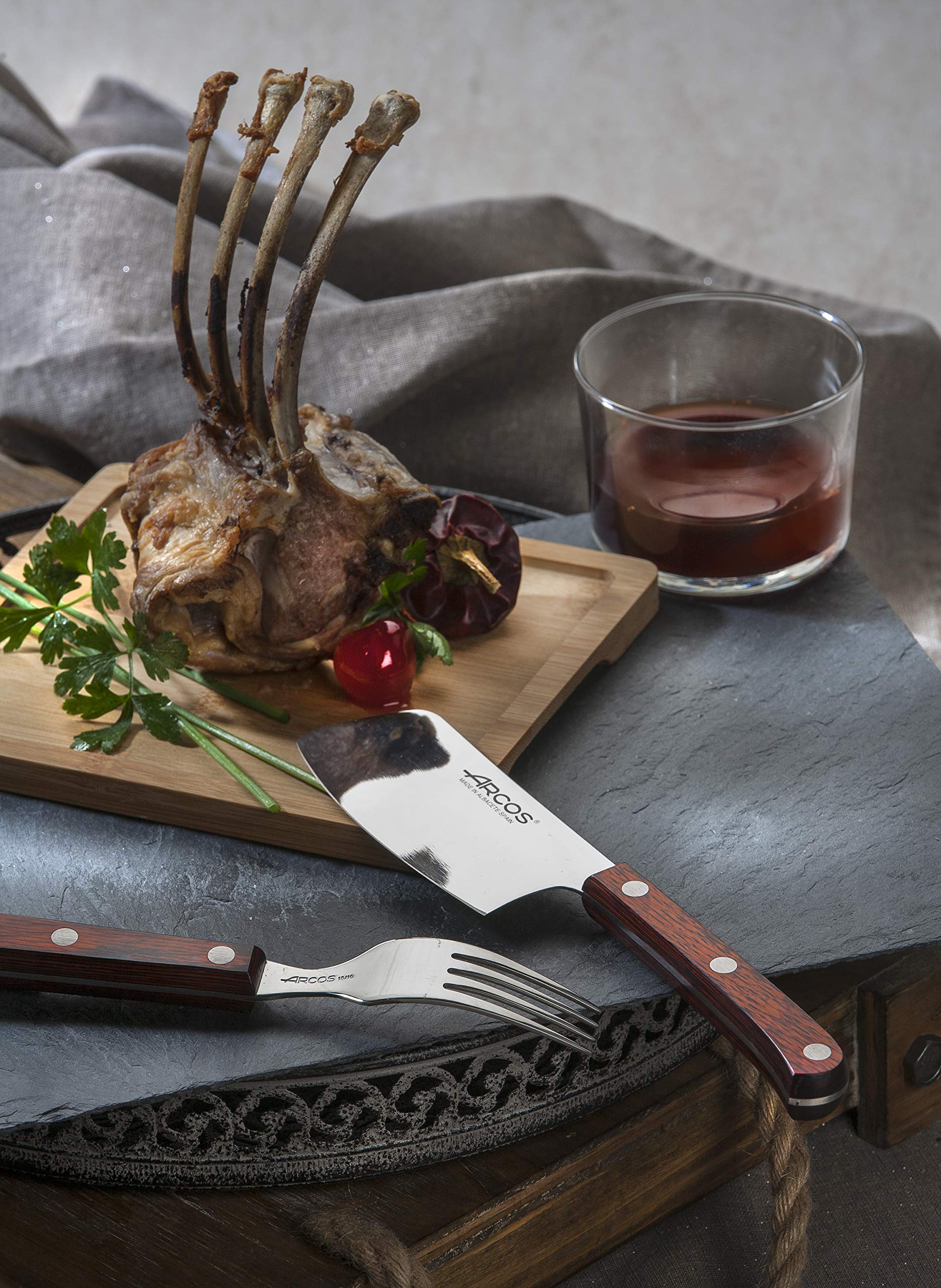 ARCOS 374710-DUN14 Table Knives-Box Steak Fork-Stainless Steel 18/10 and 195 mm (7.68 Inch) -Handle Pack Wood Brown Colour (12 Piece), ands Plastic - Image 5