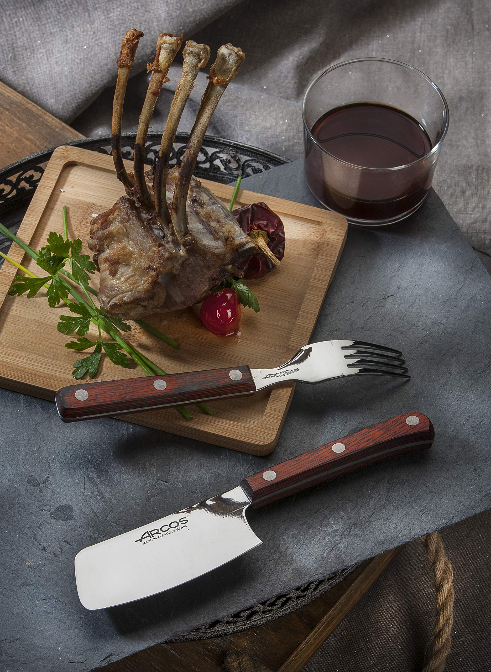 ARCOS 374710-DUN14 Table Knives-Box Steak Fork-Stainless Steel 18/10 and 195 mm (7.68 Inch) -Handle Pack Wood Brown Colour (12 Piece), ands Plastic - Image 6