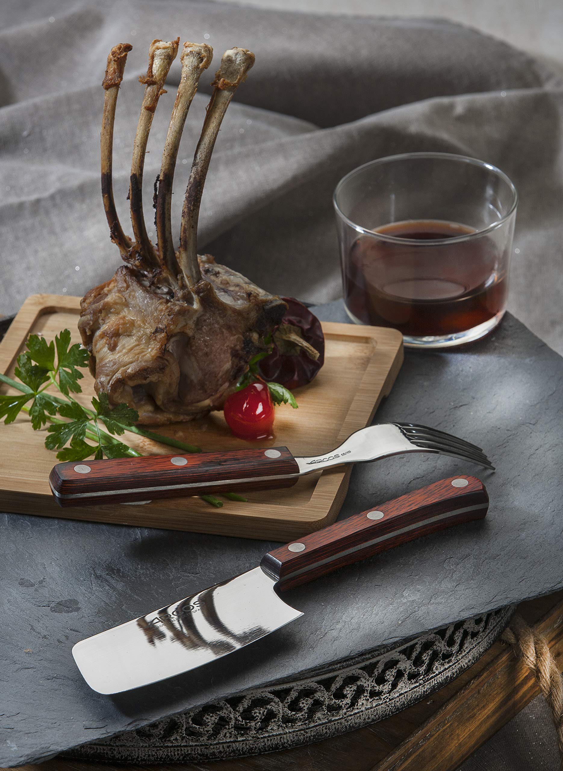 ARCOS 374710-DUN14 Table Knives-Box Steak Fork-Stainless Steel 18/10 and 195 mm (7.68 Inch) -Handle Pack Wood Brown Colour (12 Piece), ands Plastic - Image 7