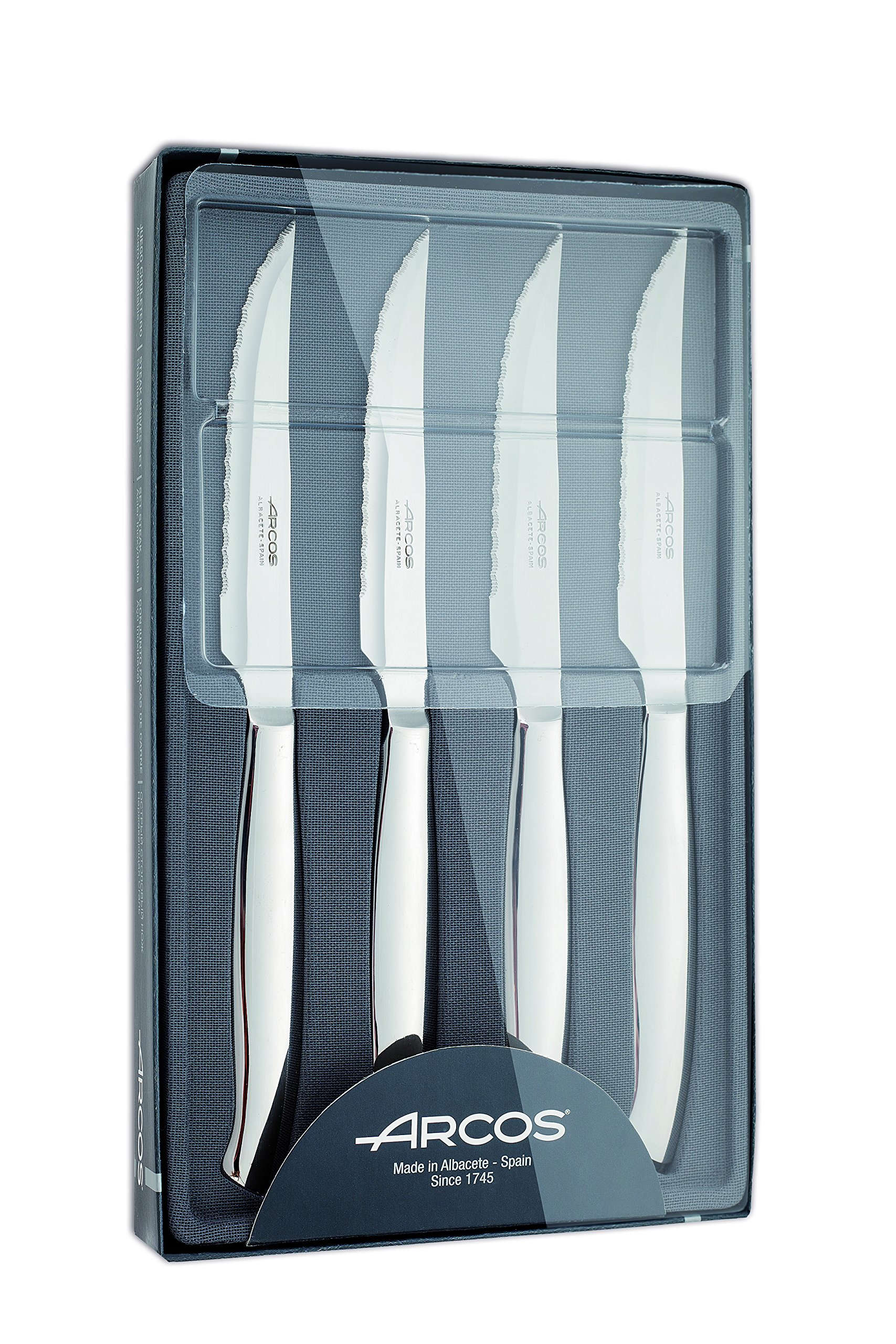 Arcos 4 Inch Steak Knife Set of 4. Pocket Knife Pack with Pearl Edge for Cutting and Fillet Meat. Monoblock Stainless Steel Blade and Handle. Series Mesa - Image 7