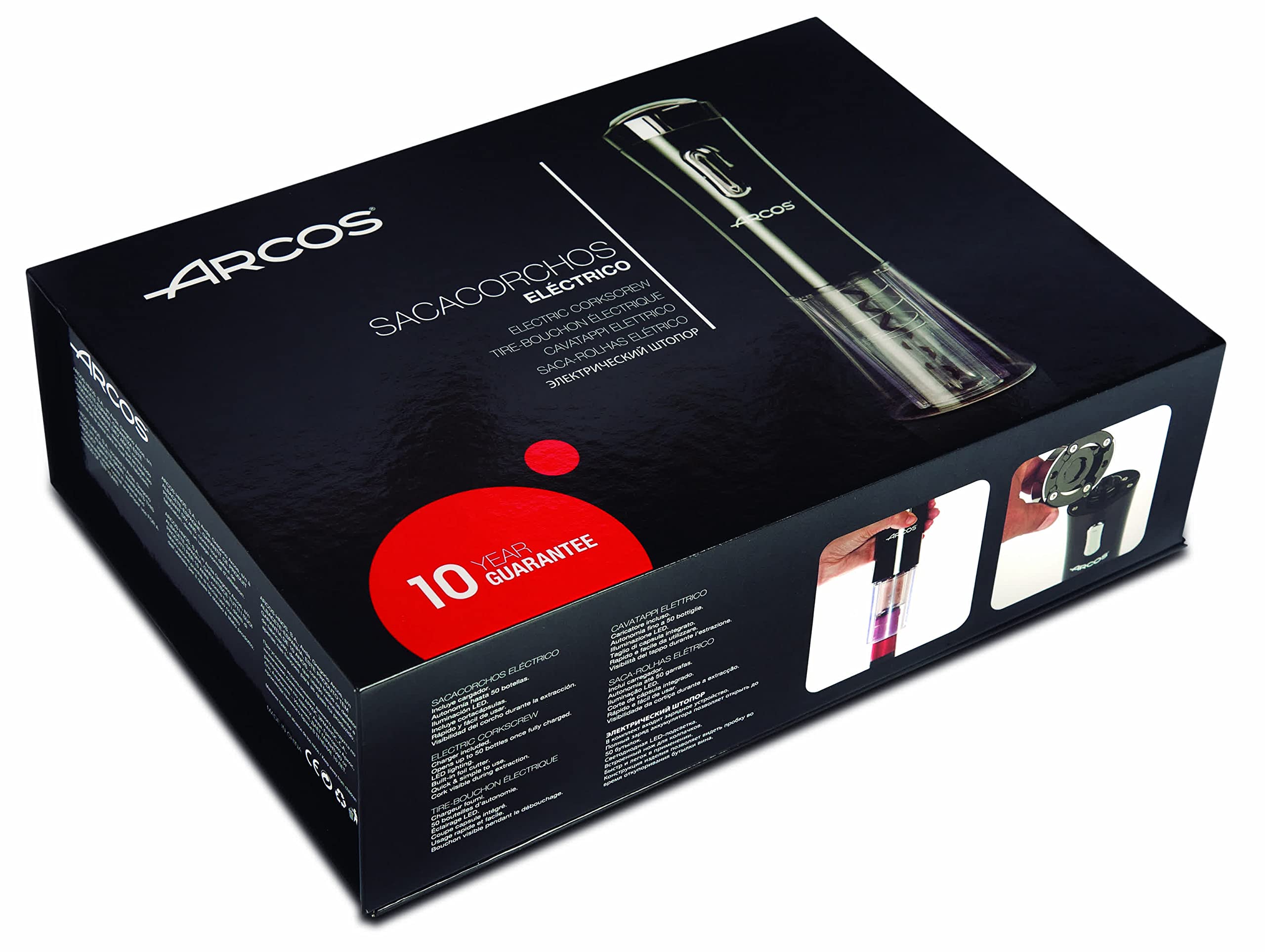 Arcos Accessories - Electric Corkscrew Bottle Opener - Material ABS - Black Color - Image 6