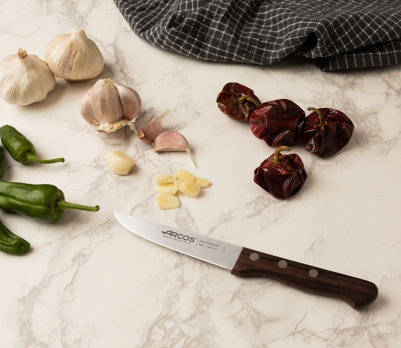 Arcos Atlantico Series - Vegetable Knife - Stainless Steel Blade 110 mm - Rosewood Handle Brown - Image 3