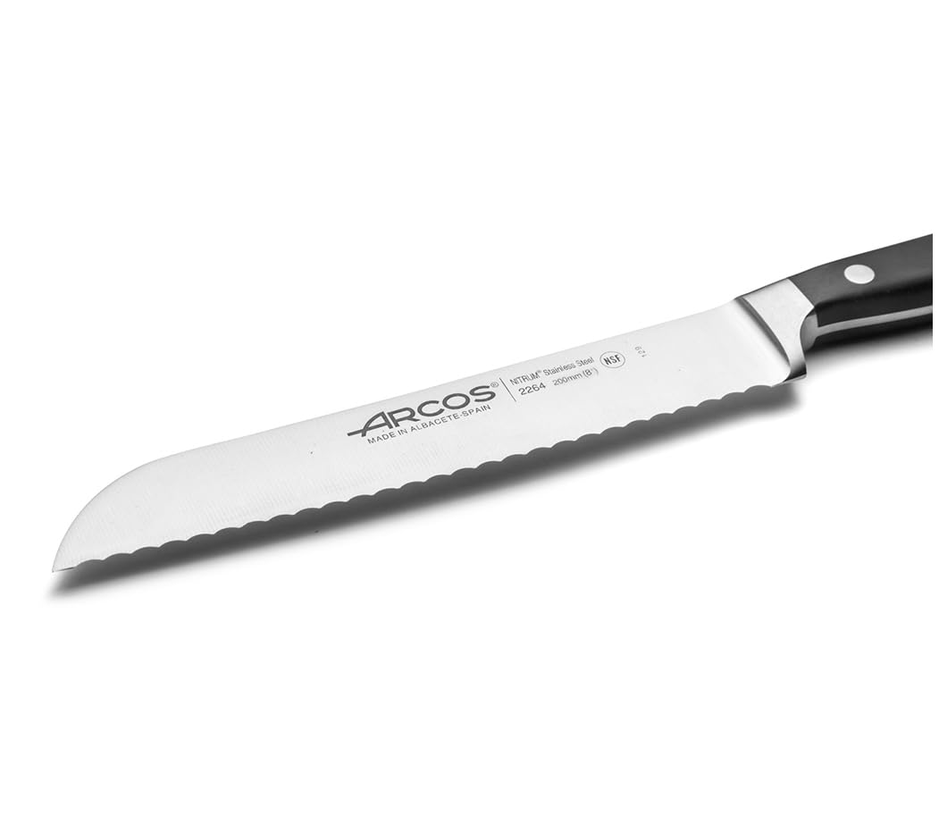 Arcos Bread Knife 7 Inch Nitrum Stainless Steel and 180 mm blade. The desgin is perfect for cutting pieces of cake or bread. Ideal knife for daily domestic use. Series Opera. Color Black - Image 3