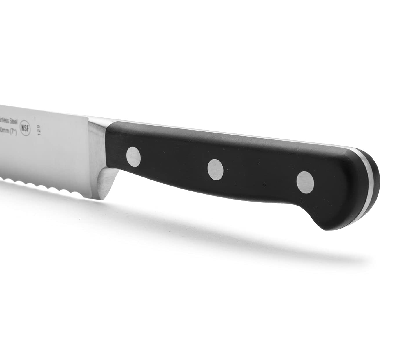 Arcos Bread Knife 7 Inch Nitrum Stainless Steel and 180 mm blade. The desgin is perfect for cutting pieces of cake or bread. Ideal knife for daily domestic use. Series Opera. Color Black - Image 4