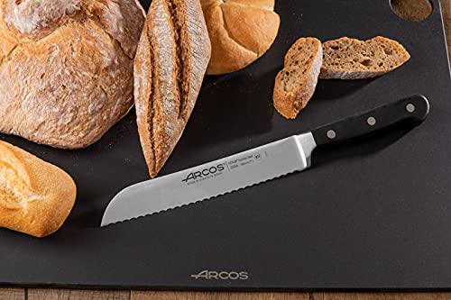 Arcos Bread Knife 7 Inch Nitrum Stainless Steel and 180 mm blade. The desgin is perfect for cutting pieces of cake or bread. Ideal knife for daily domestic use. Series Opera. Color Black - Image 6