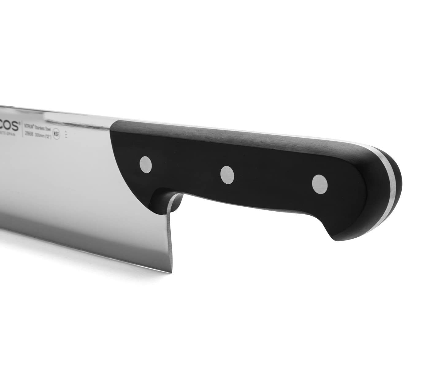 Arcos Butcher Knife 12 Inch Nitrum Stainless Steel and 300 mm blade. 862 gr. Professional Cleaver Knife. Ergonomic Polyoxymethylene POM Handle. Series Universal. Color Black - Image 4