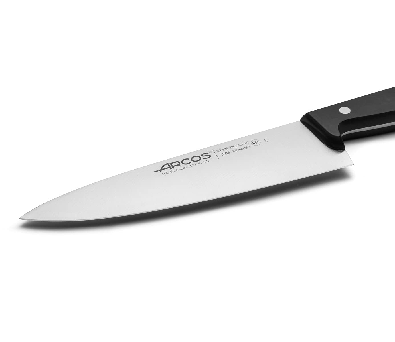 Arcos Chef Knife 8 Inch Stainless Steel. Cooking Knife to Cut Meat, Fish, Poultry, Fruit and Vegetables. Ergonomic Polyoxymethylene Handle and 200mm Blade. Series Universal. Color Black - Image 3