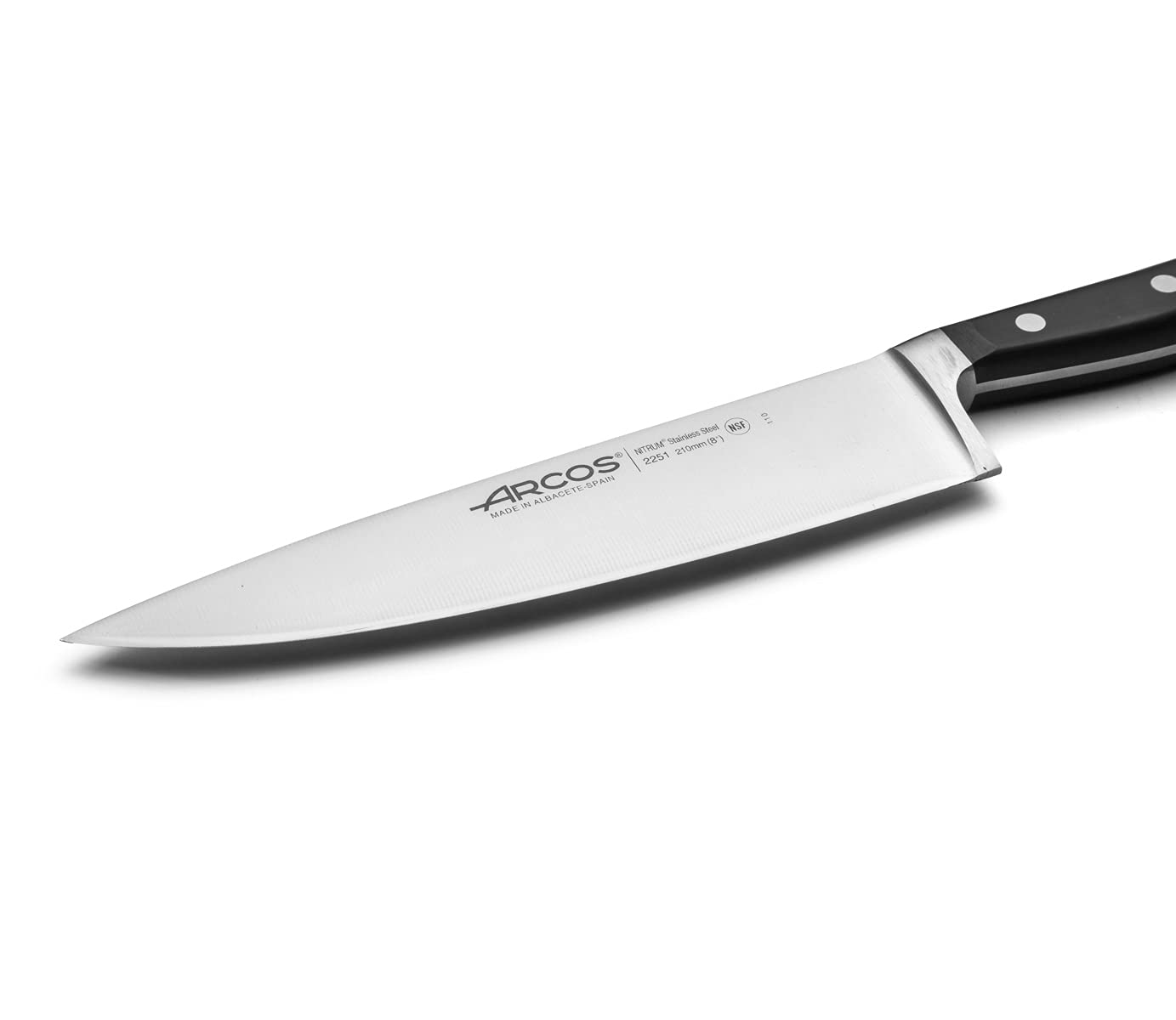 Arcos Chef Knife 8 Inch Stainless Steel. Professional Multipurpose Cooking Knife to Cut and Clean Vegetables. Ergonomic Polyoxymethylene Handle and 210mm Blade. Series Opera. Color Black - Image 3