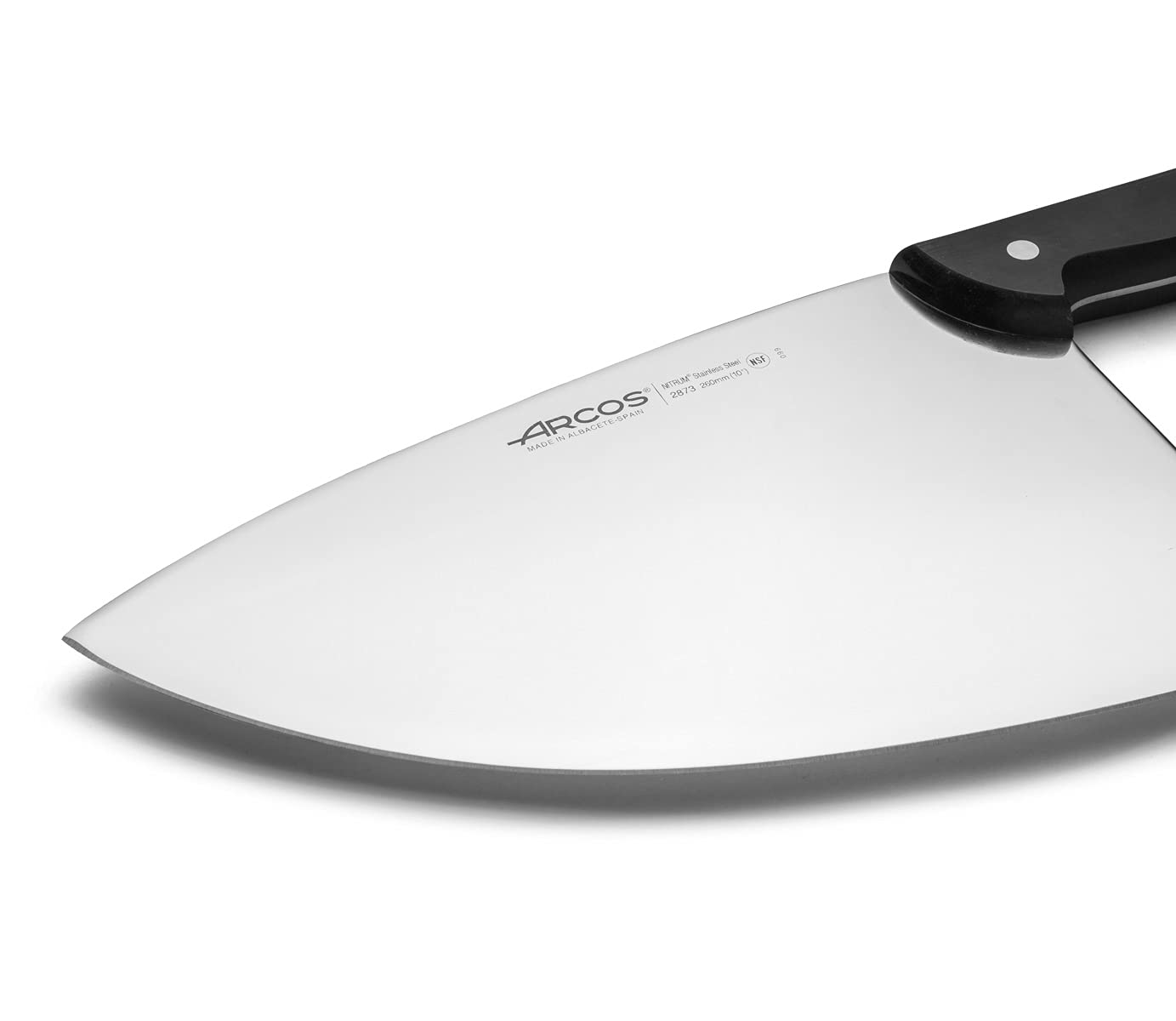 ARCOS Cleaver Knife 10 Inch - Nitrum Stainless Steel and 260 mm blade. 730 gr. Prolonged and heavy use. Ergonomic Polyoxymethylene POM Handle. Series Universal. Flexible blade.Smooth edge. Color Black - Image 3