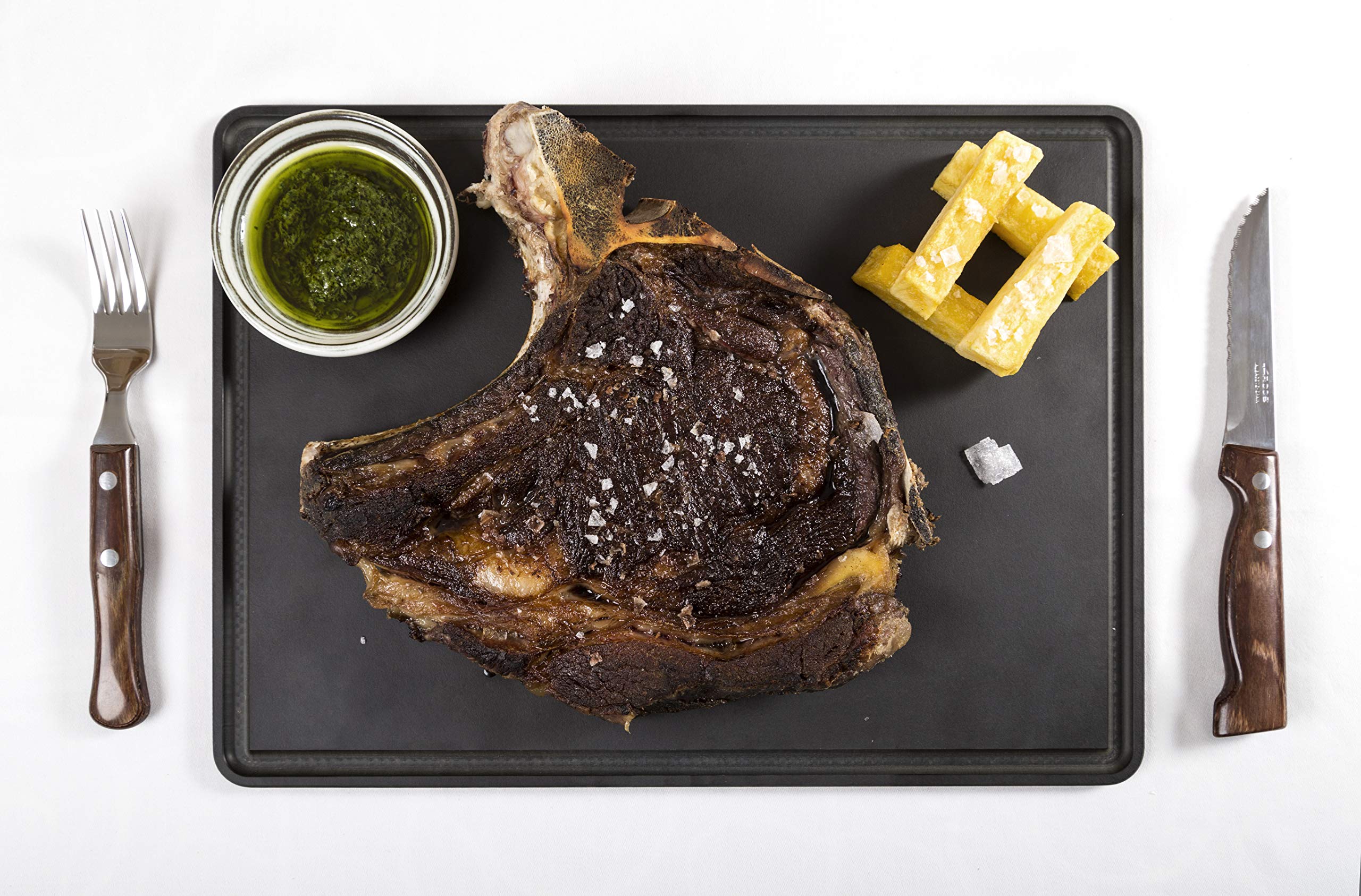 ARCOS Cutting Board with Channel and Hanger. Smooth Surface for Chopping Food in Cellulose Fibre and Resin. Professional Meat and Vegetable Cutting Utensil. Serving Board. Color Black. 377 x 277 mm - Image 4