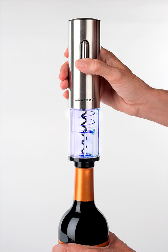ARCOS Electric Corkscrew in ABS with Rechargeable Internal Battery. Modern and Elegant Electric Bottle Opener. Finish with Stylish Case. Silver Color - Image 5