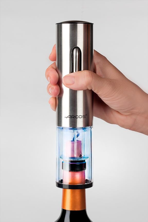 ARCOS Electric Corkscrew in ABS with Rechargeable Internal Battery. Modern and Elegant Electric Bottle Opener. Finish with Stylish Case. Silver Color - Image 6