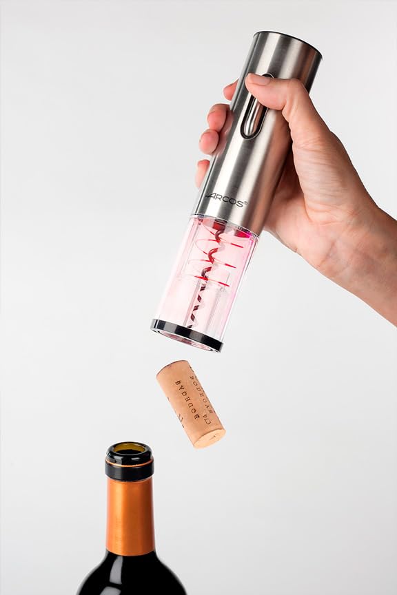 ARCOS Electric Corkscrew in ABS with Rechargeable Internal Battery. Modern and Elegant Electric Bottle Opener. Finish with Stylish Case. Silver Color - Image 7