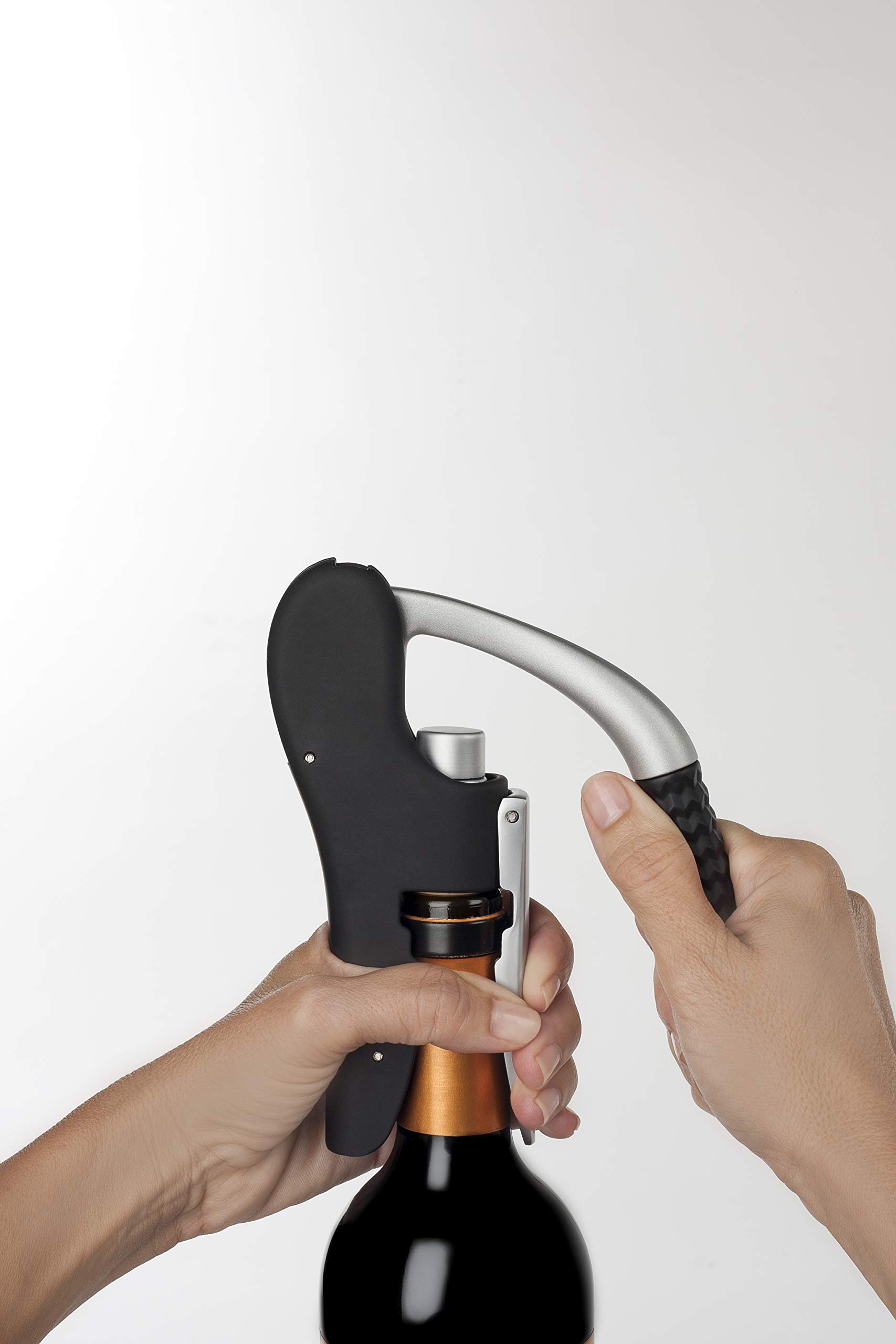 ARCOS Elegant Manual Corkscrew. Sleek Silver and Black Design for Wine Enthusiasts, Flawless Functionality Meets Kitchen Elegance - Image 4