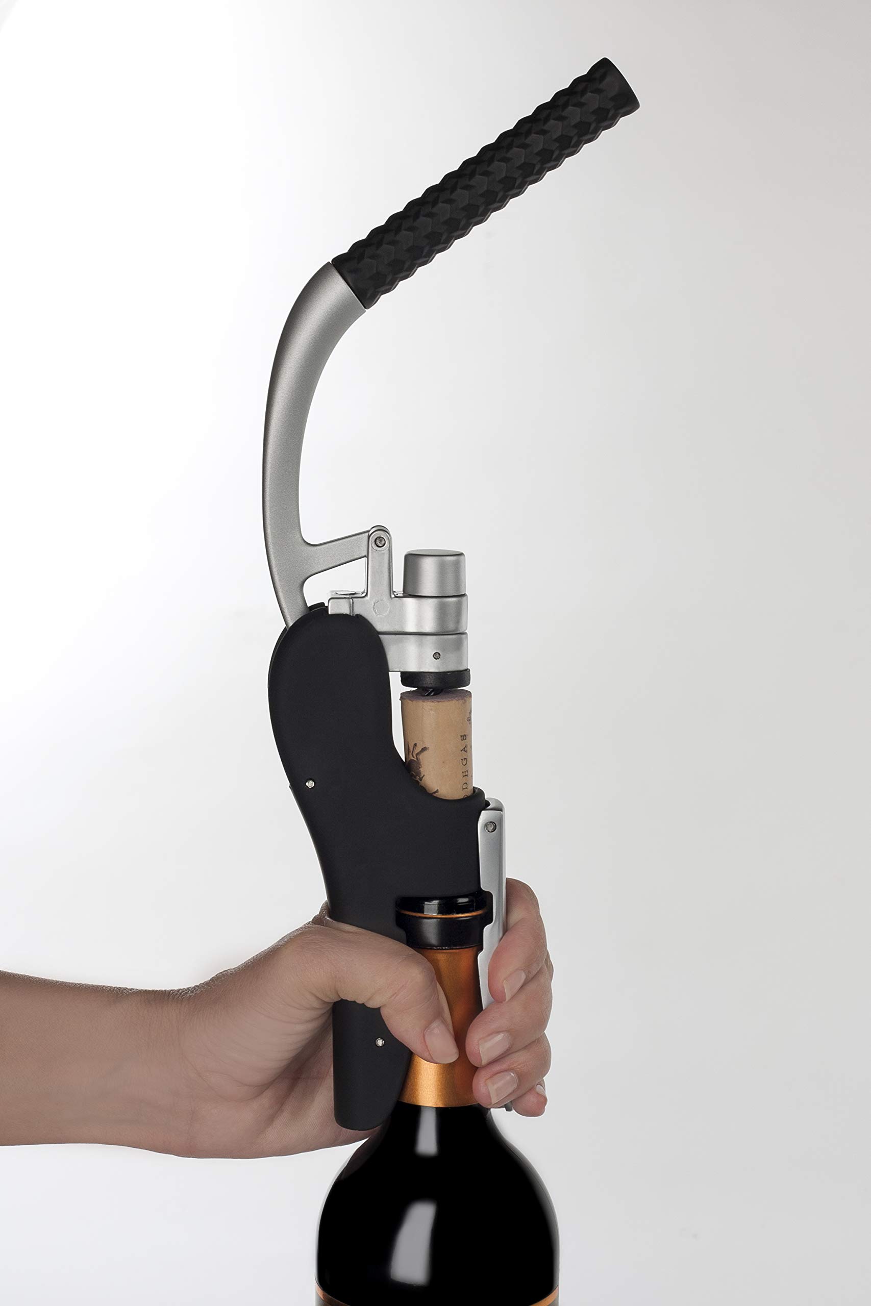 ARCOS Elegant Manual Corkscrew. Sleek Silver and Black Design for Wine Enthusiasts, Flawless Functionality Meets Kitchen Elegance - Image 5