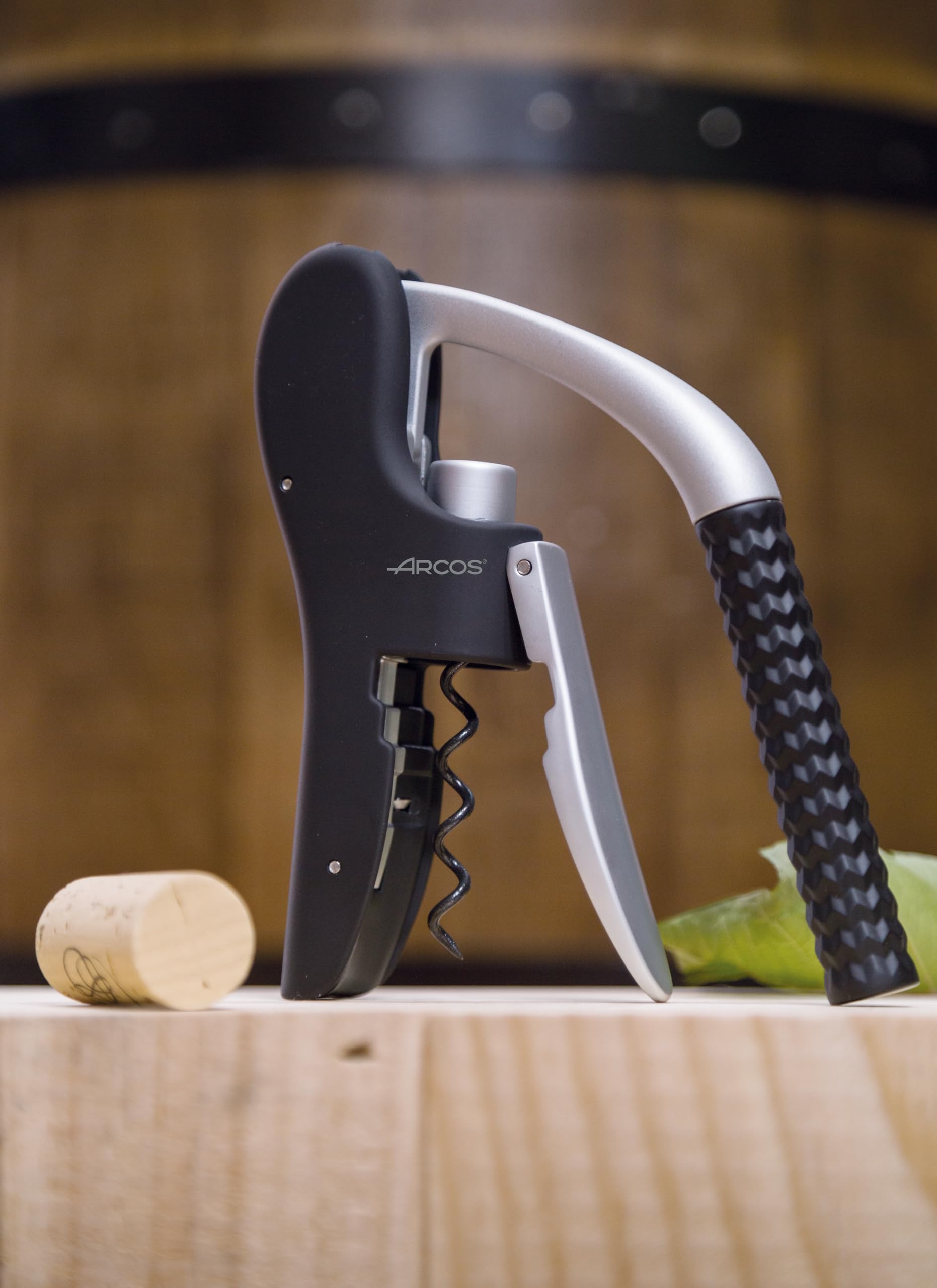 ARCOS Elegant Manual Corkscrew. Sleek Silver and Black Design for Wine Enthusiasts, Flawless Functionality Meets Kitchen Elegance - Image 7