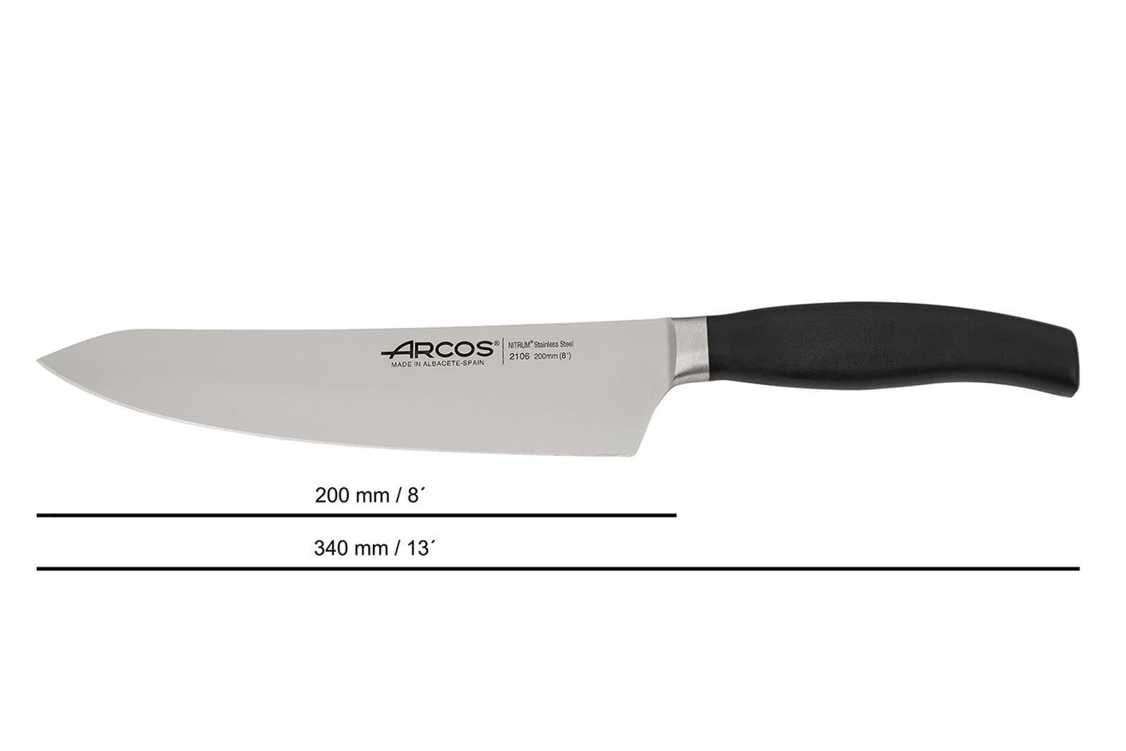 Arcos Forged Kitchen Knife Set 3 Pieces (Paring Knife + Kitchen Knife + Chef's Knife). Stainless Steel Forged Nitrum. Polypropylene POM Handle. Series Clara. Black Color - Image 4