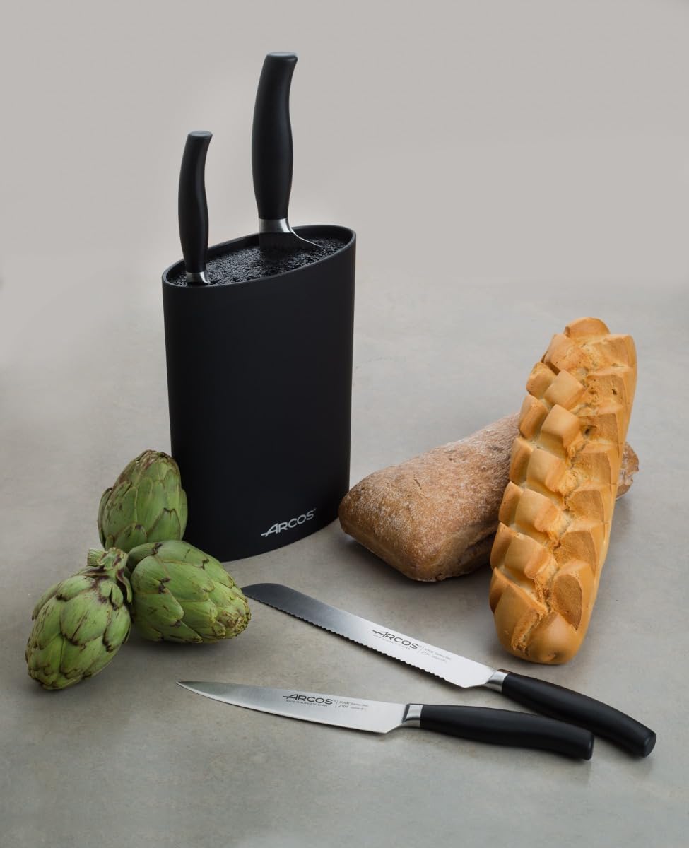 Arcos Forged Kitchen Knife Set 4 Pieces (Paring Knife + Kitchen Knife + Chef's Knife + Bread Knife) Nitrum Stainless Steel. Polypropylene POM Handle. Series Clara. Black Color - Image 4