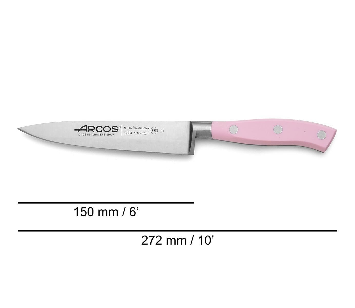 Arcos Forged Professional Kitchen Knives Set. 3 Cooking Knives for Cutting and Peeling Food. Ergonomic Polyoxymethylene Handle. Series Riviera. Color Rose - Image 3