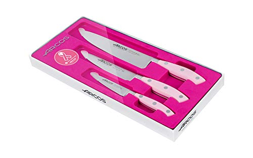 Arcos Forged Professional Kitchen Knives Set. 3 Cooking Knives for Cutting and Peeling Food. Ergonomic Polyoxymethylene Handle. Series Riviera. Color Rose - Image 4