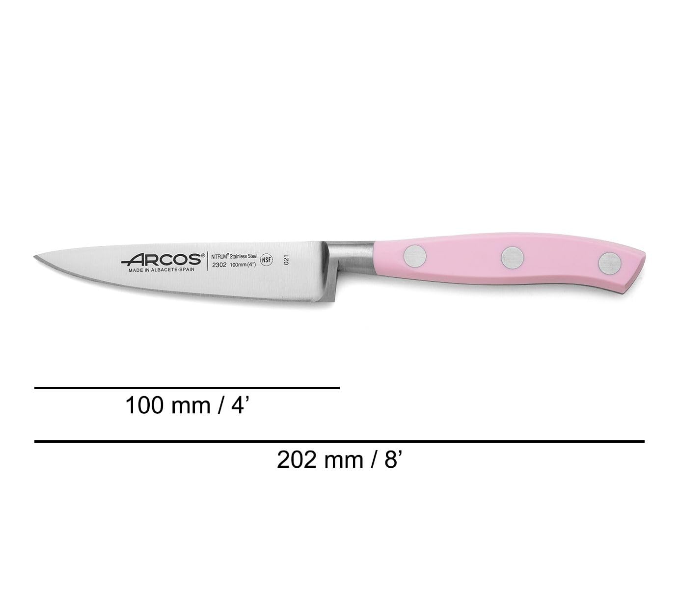 Arcos Forged Professional Kitchen Knives Set. 3 Cooking Knives for Cutting and Peeling Food. Ergonomic Polyoxymethylene Handle. Series Riviera. Color Rose - Image 5