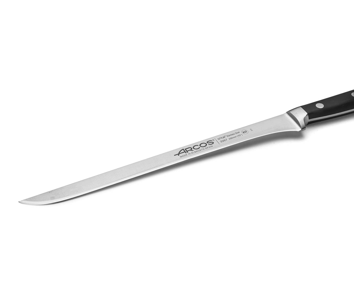 Arcos Forged Slicing Knife for Chefs - 10 inch Stainless Steel - Black POM Handle. Precision Ham Knife - Classic Series - Image 3