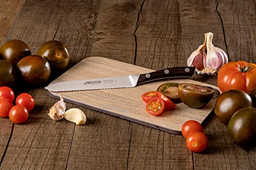 Arcos Forged Tomato Knife Serrated 5 Inch Stainless Steel 130 mm blade. Professional Cooking Knife. Ergonomic POM Handle. Serrated knife designed to cut tomatoes. Series Natura. Color Brown. - Image 5