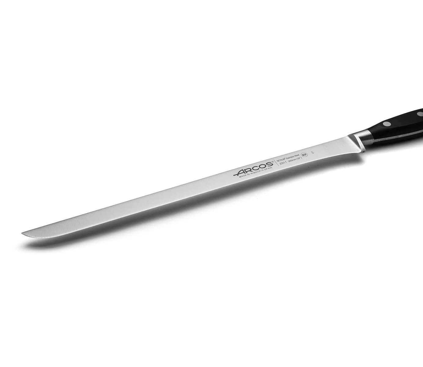 Arcos Knife/Ham Knife 12 Inch Nitrum Stainless Steel and 300 mm blade. Ergonomic Polyoxymethylene POM Handle.Series Riviera. Elegant design, along with the comfort of its handle. Color Black - Image 3