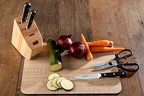 ARCOS Knife Set 4 piece (3 knives + Scissors) Nitrum Stainless Steel 1675 gr. Ergonomic Polyoxymethylene POM Handle. Series Opera. Classical design and rounded finish. Color Black. - Image 3