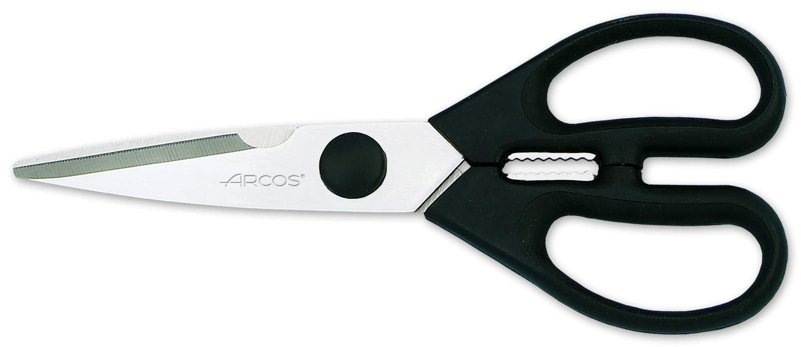 ARCOS Knife Set 4 pieces (3 knives + 1 scissors) - Nitrum Stainless Steel and mm blade. 1670 gr. Pine Wood Block. Ergonomic Polyoxymethylene POM Handle. Series Universal. Greater control. Color Black. - Image 5