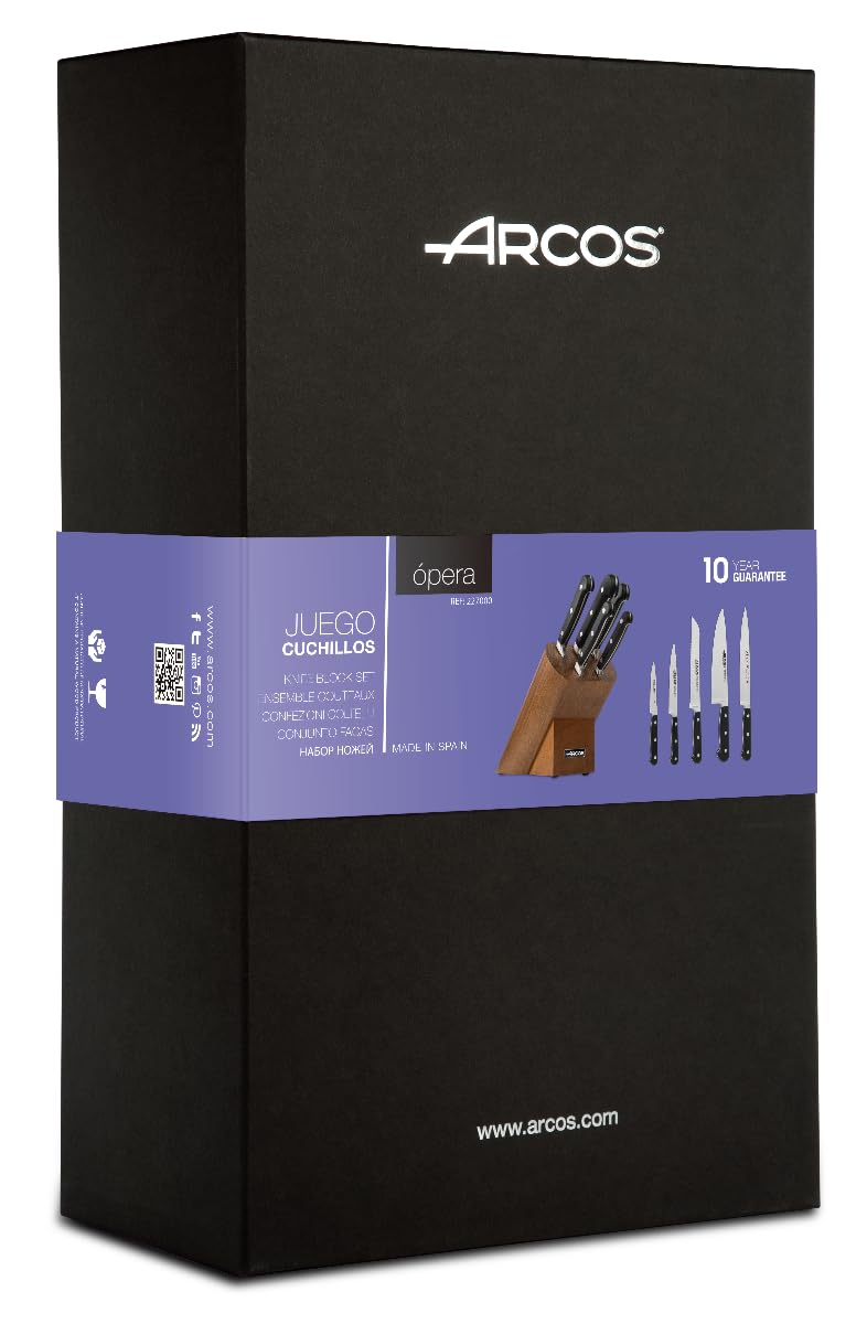 ARCOS Knife Set 5 piece Nitrum Stainless Steel. Sharp Professional Cooking Knife for Cutting Meat. Ergonomic Polyoxymethylene POM Handle. Series Opera. Classical design. Color Black. - Image 3