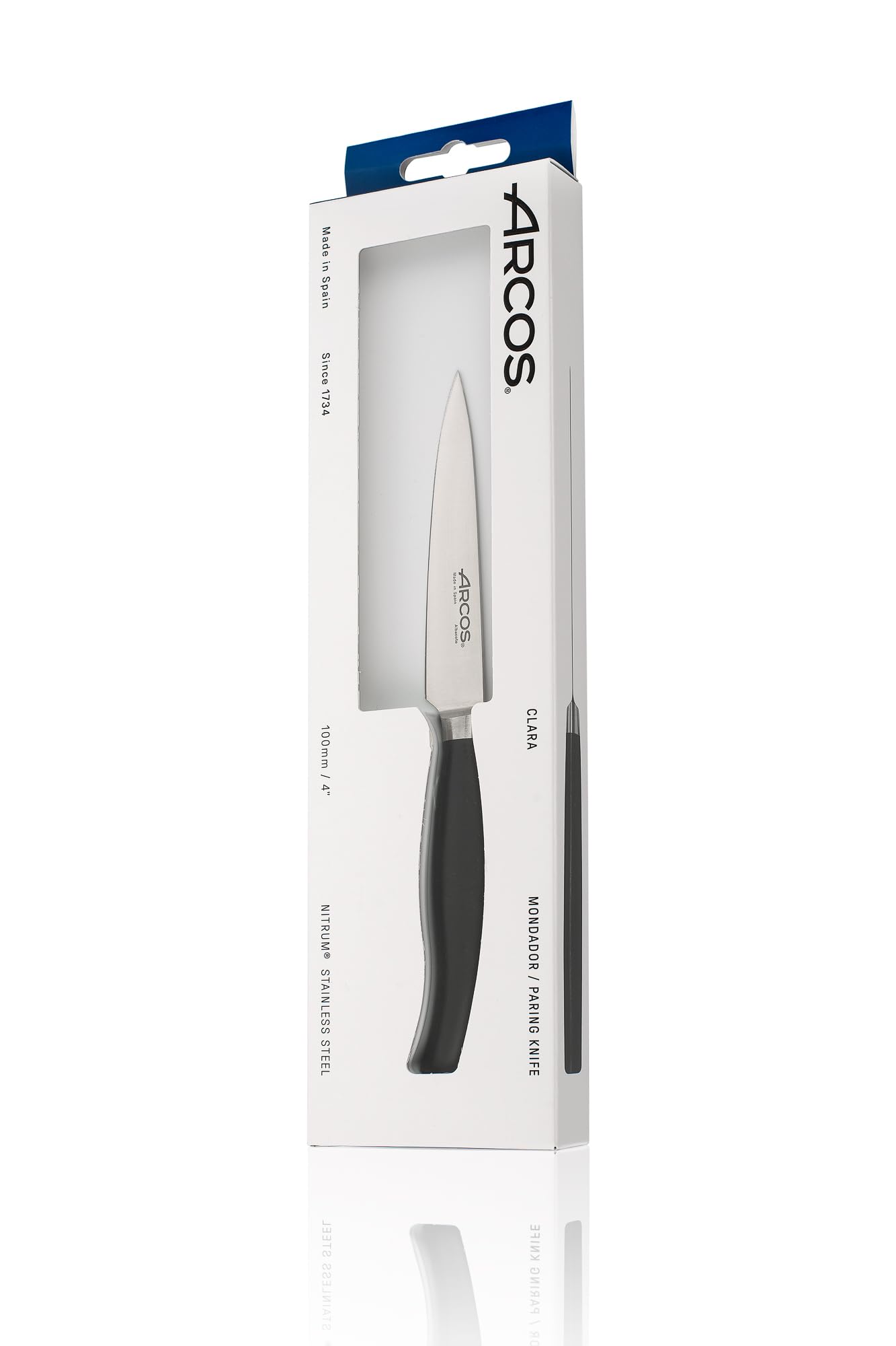 Arcos Paring Knife 4 Inch Stainless Steel. Paring Knife for Peeling Fruits and Vegetables. Ergonomic Polyoxymethylene Handle and 100 mm Blade. Series Clara. Color Black. - Image 8