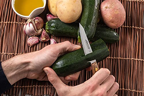 Arcos Paring Knife 4 Inch Stainless Steel. Professional Kitchen Knife for Peeling Fruits and Vegetables. Ovengkol Wood Handle 100% natural FSC and 100mm Blade. Series Nordika. Color Brown - Image 6