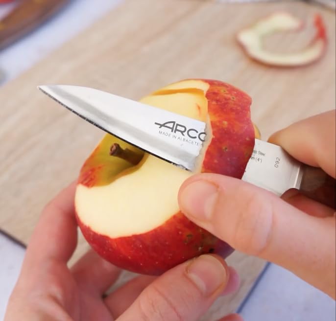 Arcos Paring Knife 4 Inch Stainless Steel. Professional Kitchen Knife for Peeling Fruits and Vegetables. Ovengkol Wood Handle 100% natural FSC and 100mm Blade. Series Nordika. Color Brown - Image 9