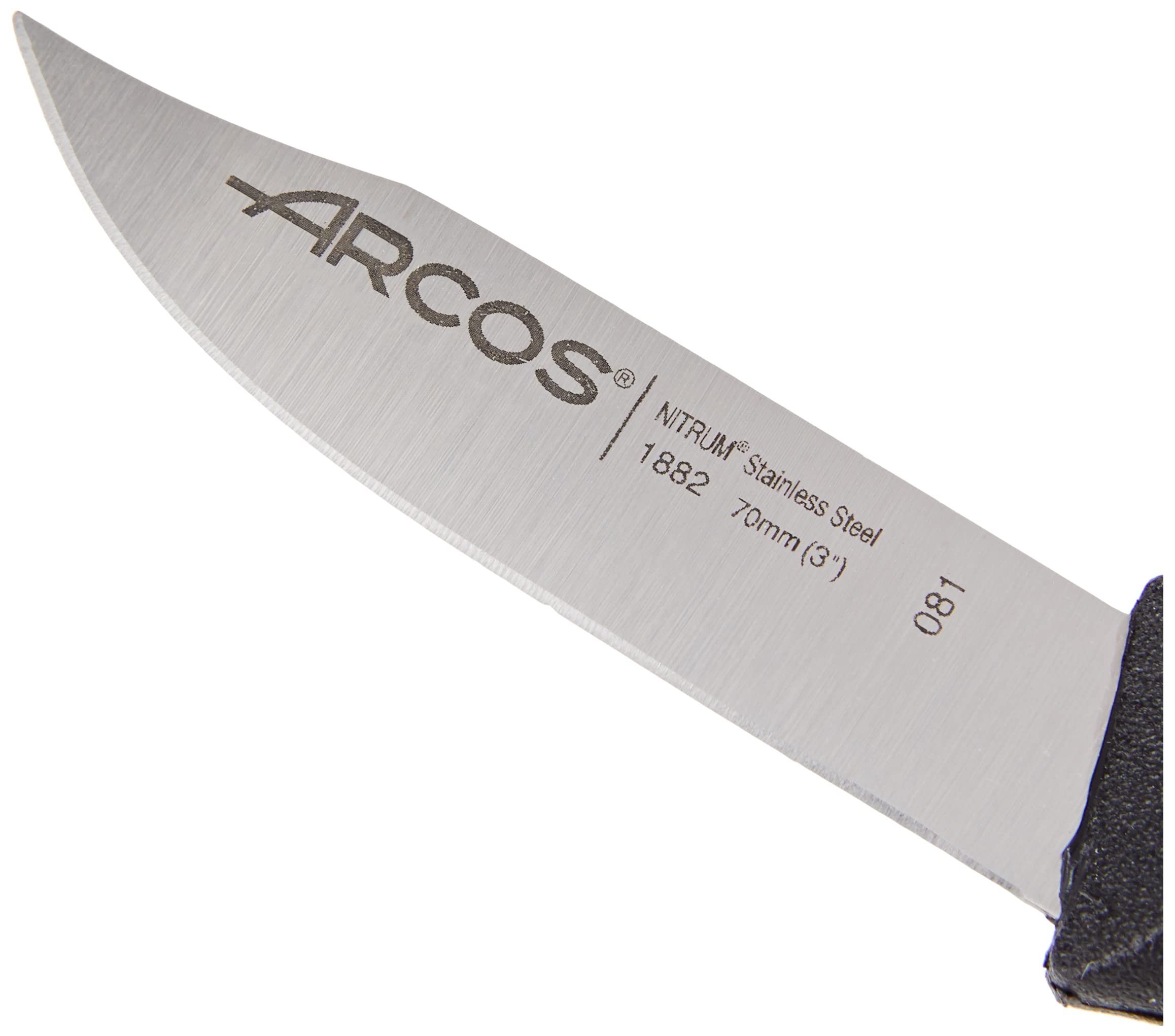 Arcos | Paring Knife Set | 3 UDS Knives | Peeling Knife | Potatoes Peeling Knfe | Stainless Steel Nitrum | Blade 70 mm (3") | Ecological Packaging | Black Color - Image 3