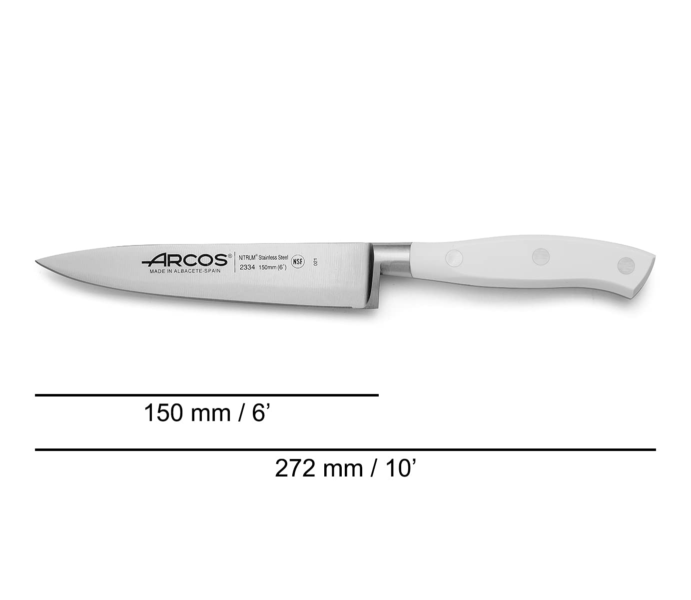 Arcos Riviera Blanc - Kitchen Knife Set (Peeler + 2 Chef's Knife) - Forged Stainless Steel NITRUM - POM Handle - White Color - Image 3