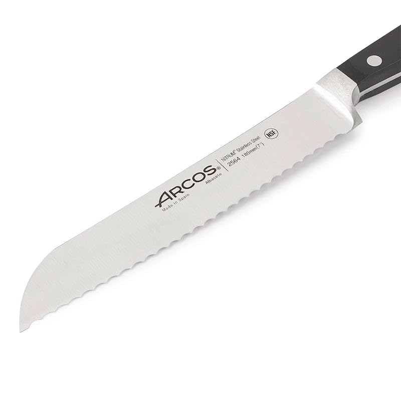 Arcos Series Clasica - Bread Knife - Blade Nitrum Forged Stainless Steel 7" - Handle Polyoxymethylene (POM) Black Color - Image 3