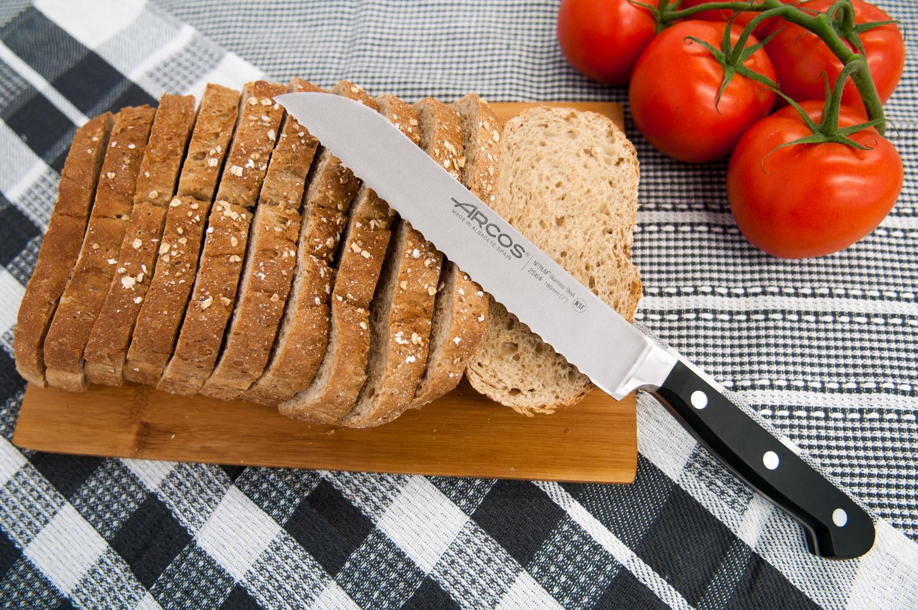 Arcos Series Clasica - Bread Knife - Blade Nitrum Forged Stainless Steel 7" - Handle Polyoxymethylene (POM) Black Color - Image 7