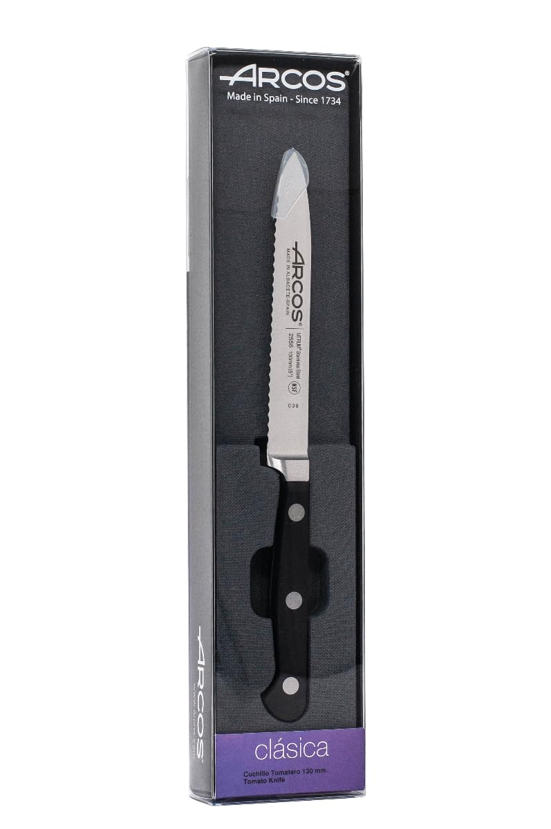 Arcos Series Clasica-Tomato Knife-Blade Nitrum Forged Stainless Steel 130 mm (5.12 Inches) -Handle polyoxymethylene (pom) Black Colour, 18/8 - Image 6