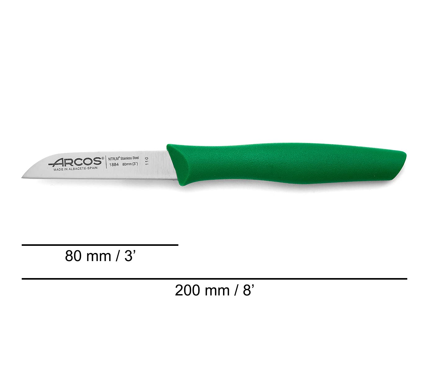 Arcos Series nova-Peeling Knife-Blade Nitrum Stainless Steel 80 mm (3.15 Inches) -Handle Polypropylene Green Colour, 18/8 - Image 3