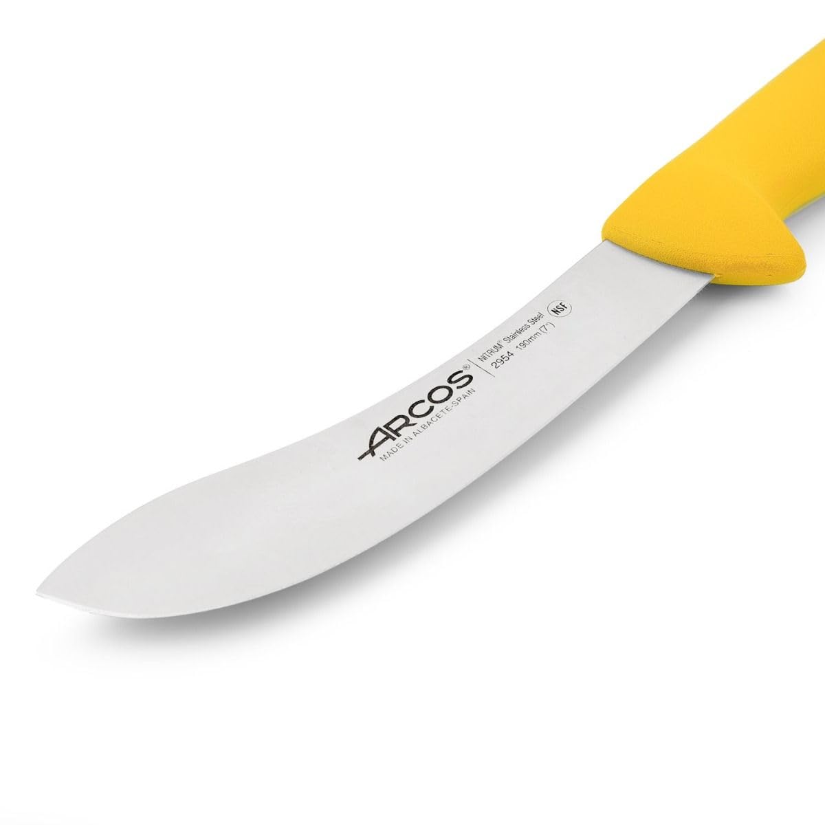 Arcos Skinning Knife 7 Inch Nitrum Stainless Steel and 190 mm Blade. Designed for skinning all types of meat. Ergonomic Polypropylene Handle.Features different handle colors. Series 2900. Color Yellow - Image 3
