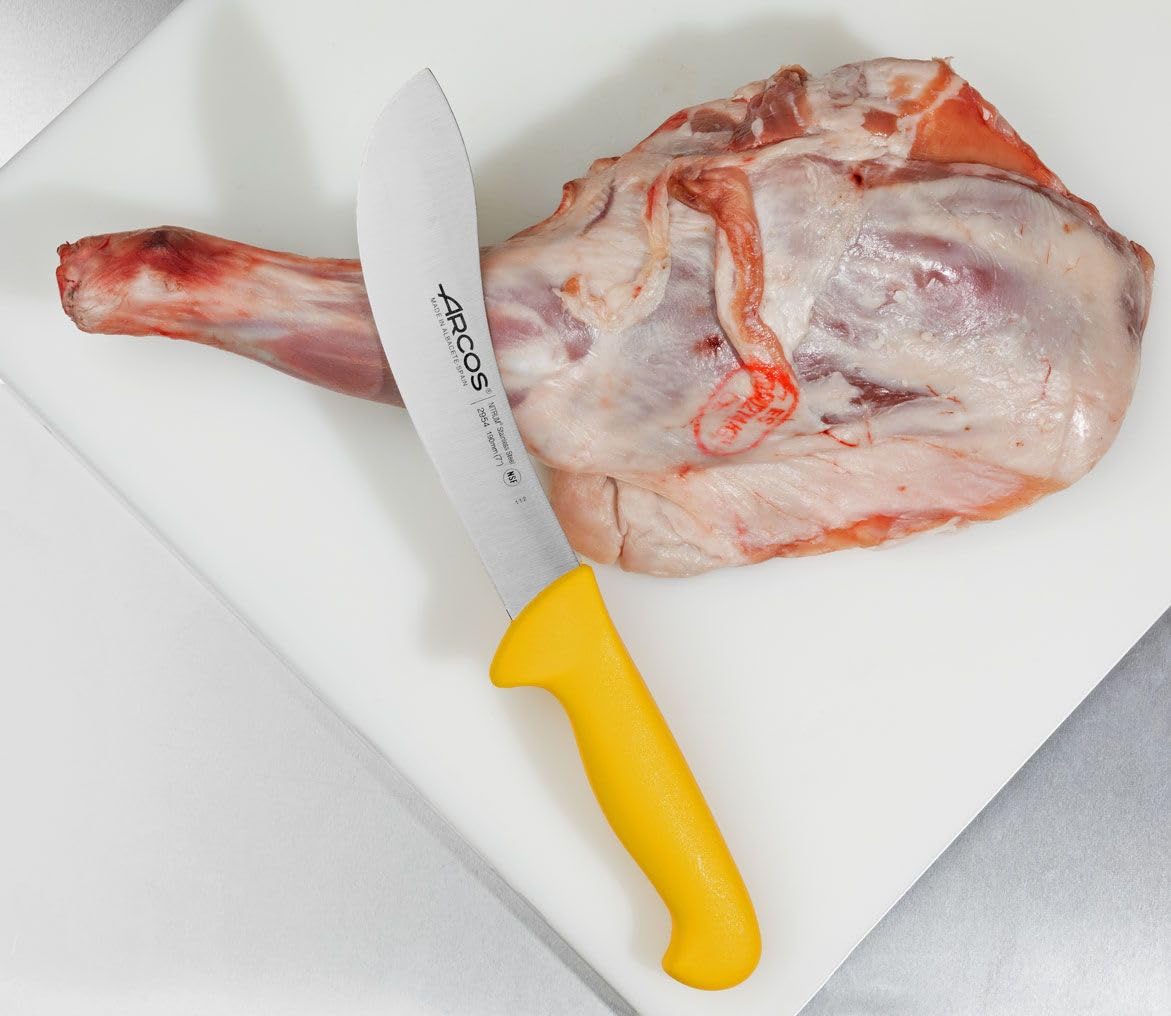 Arcos Skinning Knife 7 Inch Nitrum Stainless Steel and 190 mm Blade. Designed for skinning all types of meat. Ergonomic Polypropylene Handle.Features different handle colors. Series 2900. Color Yellow - Image 6