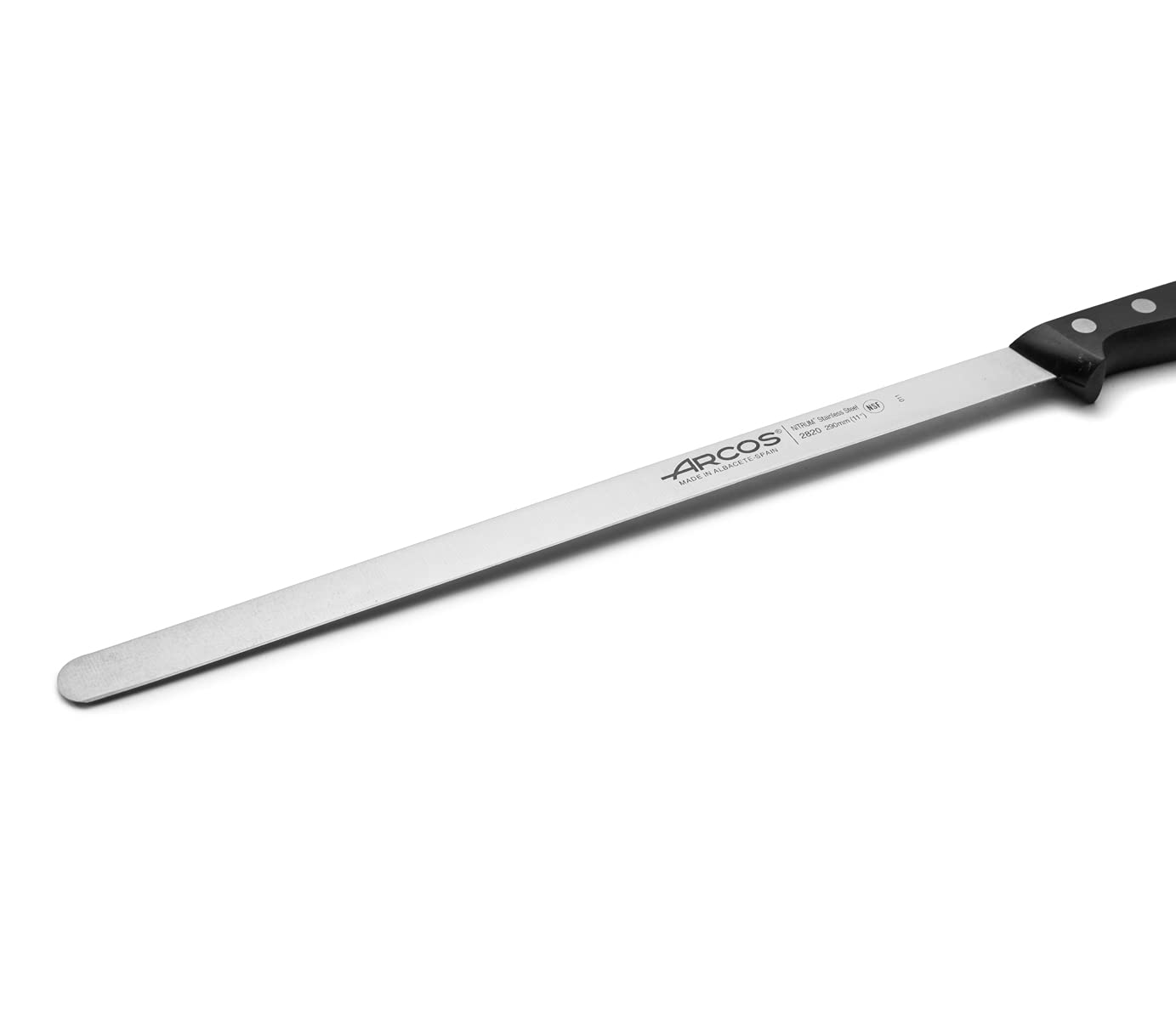 Arcos Slicing/Ham Knife 11 Inches Nitrum Stainless Steel Blade with Polyoxymethylene (POM) Black Handle. High-Usable & Lasting. Everyday Use Design. Highly Resistant. - Image 3