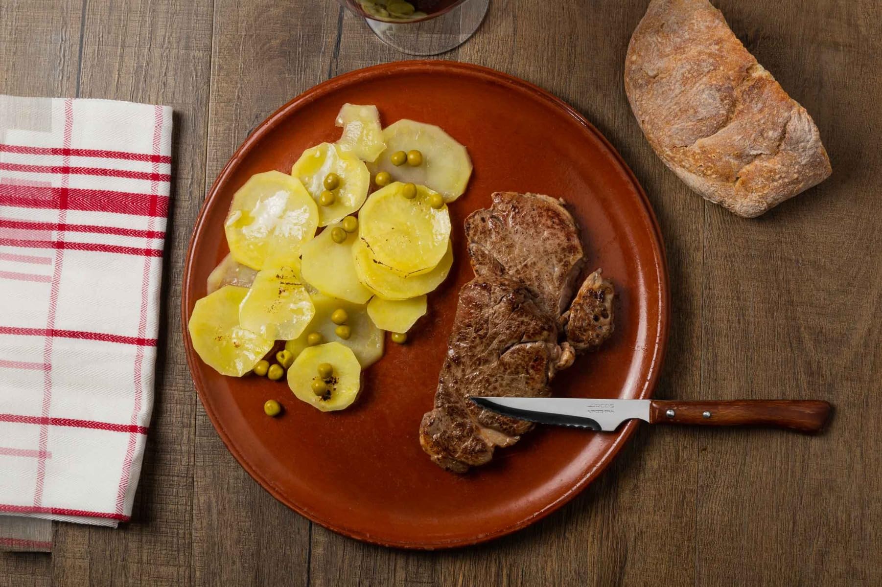 Arcos Steak Set 12 pieces 4 Inch Nitrum Stainless Steel. Ergonomic Polyoxymethylene POM Handle and 110 mm knife Blade. Pocket Knife Pack with Pearl Edge for Cutting Meat. Series Mesa. Color Brown - Image 6