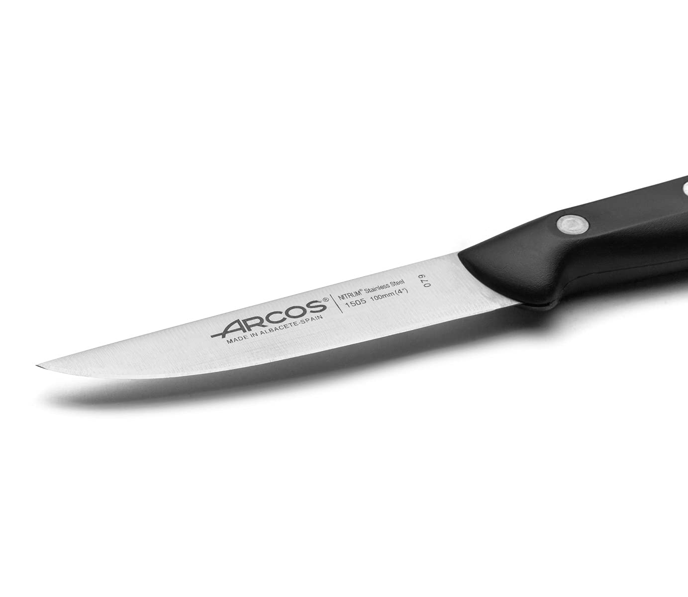 Arcos Vegatable Knife 4 Inch Stainless Steel. Professional Vegetable Knife for Peeling Fruits and Vegetables. Ergonomic Polyoxymethylene Handle and 100 mm Blade. Series Maitre. Color Black. - Image 3