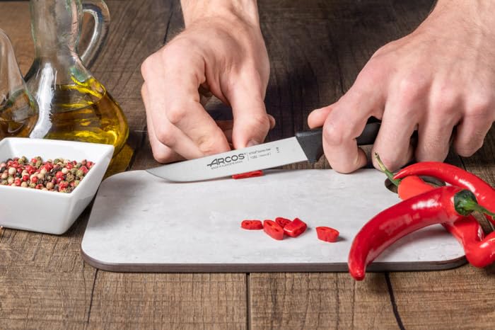 Arcos Vegatable Knife 4 Inch Stainless Steel. Professional Vegetable Knife for Peeling Fruits and Vegetables. Ergonomic Polyoxymethylene Handle and 110 mm Blade. Series Niza. Color Black - Image 6